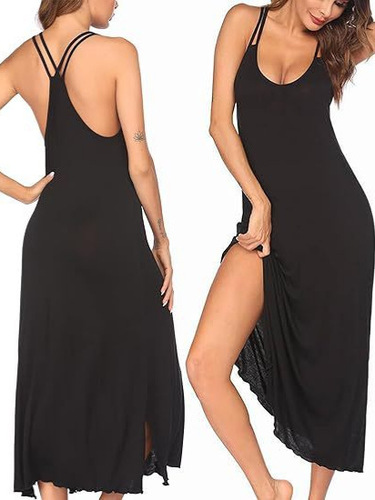 Quality Summer Intellectual Style Women's Modal Strappy V-Neck Backless Dress