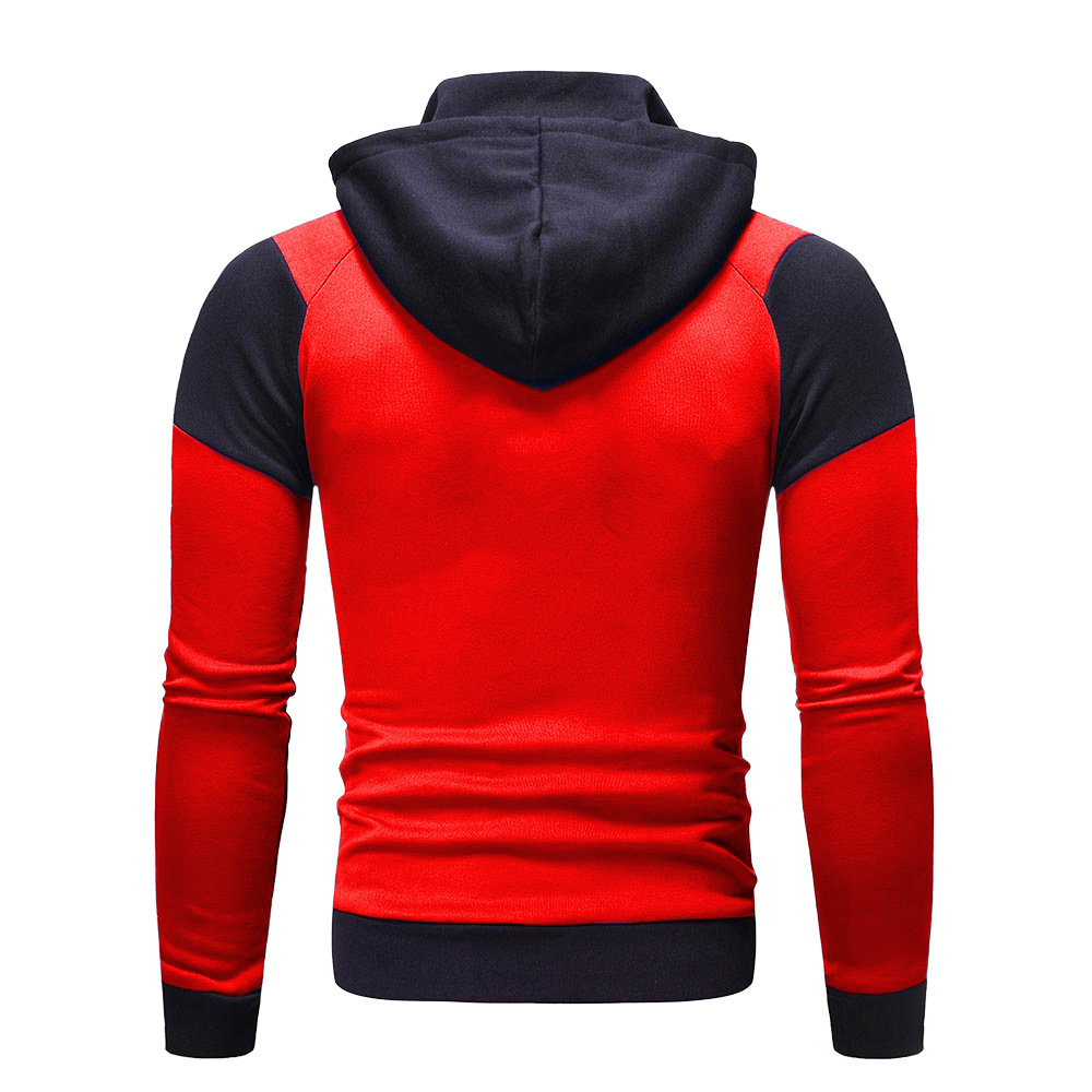 Men's Zip-up Hoodie Personalized Colourblock Double Layer Sweater_voghion.com