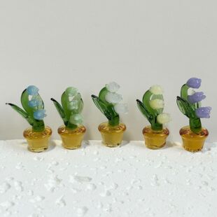 Handmade Glass Creative Mini Lily of the Valley Desktop Ornaments Flowers Desktop Home Landscape Decorations Plant Gifts