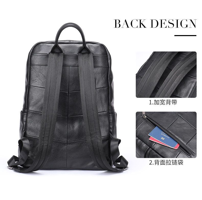 Ba lô nam da bò lớp đầu cao cấp, ba lô da thật đựng laptop 15 inch, túi du lịch đi học dung tích lớn 29×16×40 cm — Màu Đen (Da hoa dọc), Màu cà phê (Da rơi tự nhiên), Màu Đen (Da rơi tự nhiên), Màu nâu (đánh bóng vỏ cây) chi tiết 25