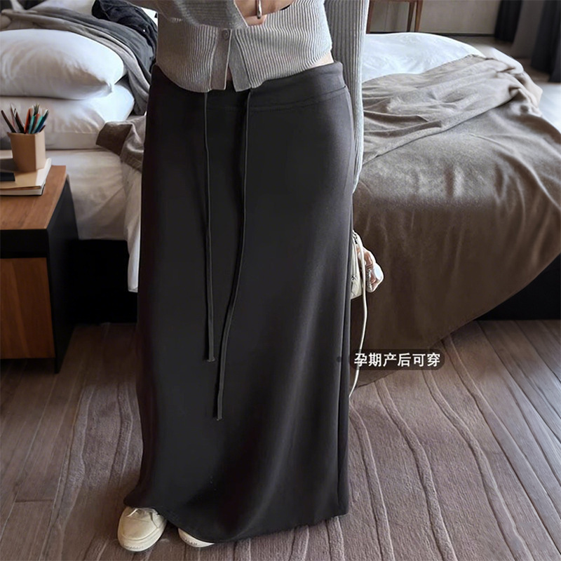 Maternity Sports Hip-Hugging Half Skirt 2025 Summer New French Style Slimming No-Show Belly-Free Long Skirt