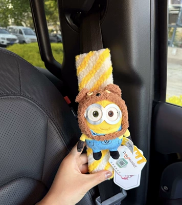 Cute Minion Car Seat Seat belt shoulder pad - minion-tim-bear-hood-shoulder-strap