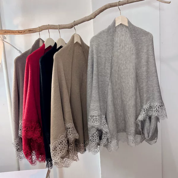 Autumn and Winter All-match Lace Arctic Fleece Knitted Shawl Warm Cheongsam Outer-build Cape Fashion Cape Cardigan