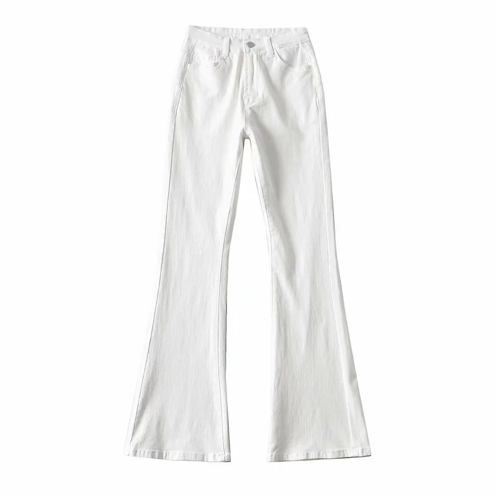 Pantalones de mezclilla delgados de moda elástica de cintura alta NSAC43413