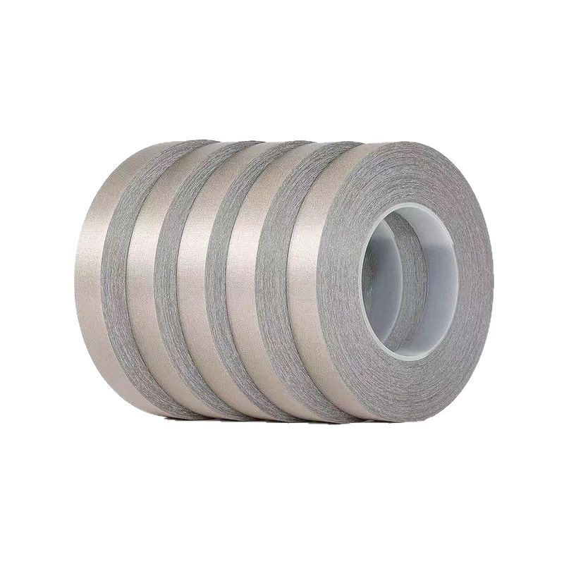批发平纹导电布胶带银灰色耐高温电磁防干扰信号自粘导电胶布模切