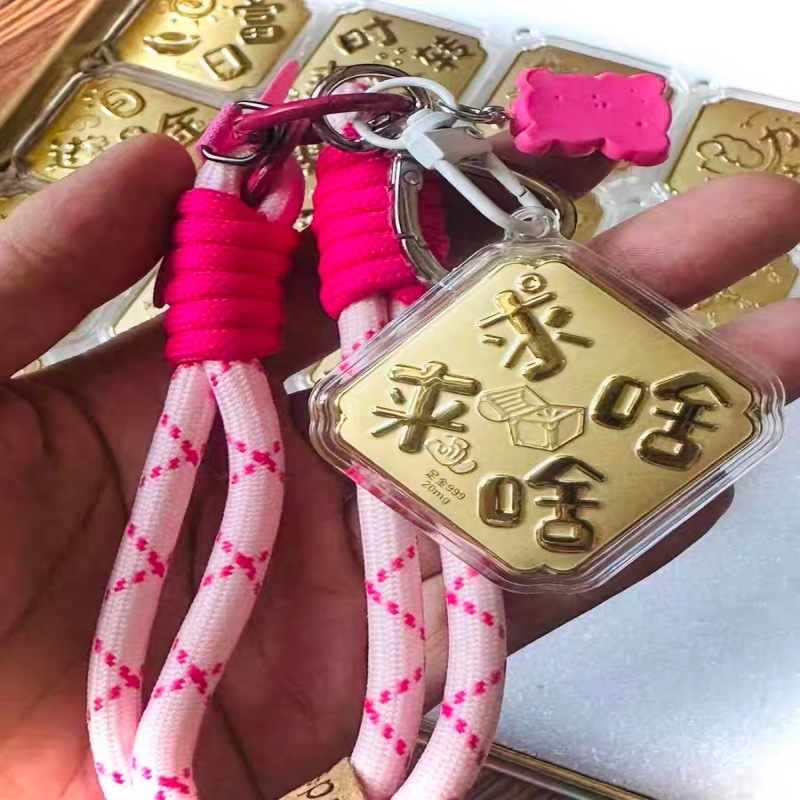 足金999招财猫车挂 日进斗金钥匙扣饰品暴富手机挂件黄金包包挂饰|undefined