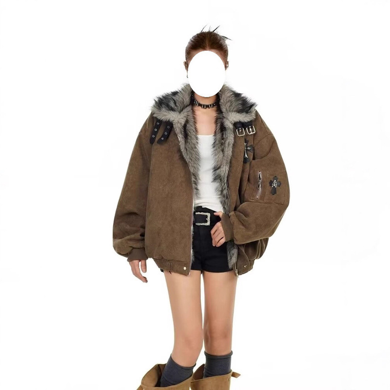 Fur Collar Mountain Eagle Cotton Jacket Women's Design Thickeneded Jacket 2025 Winter New Cotton Coat Fur Collar Mountain Eagle Cotton Jacket Women's Design Thickeneded Jacket 2025 Winter New Cotton Coat