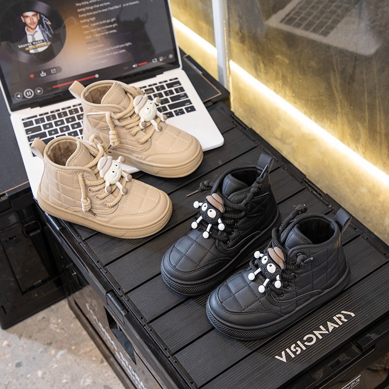 Children's Snow Boots Winter Kids Thick Fleece Cotton Boots Learning to Walk Shoes for Boys and Girls Warm Baby Cotton Shoes Trendy