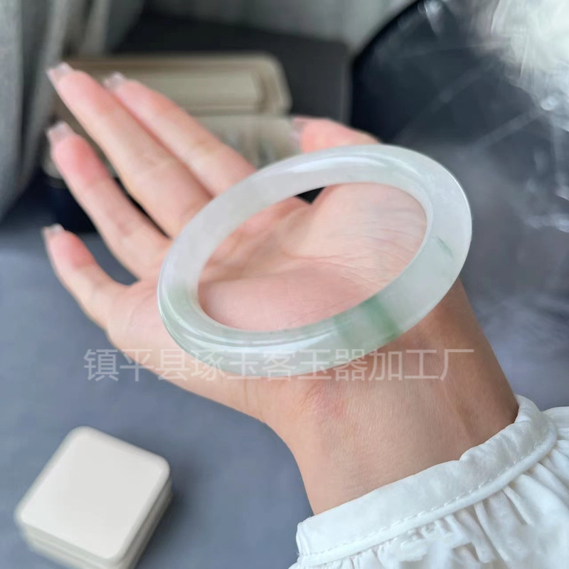 天然新疆天山翠ブレスレット雪翠金糸玉a級翡翠浮花円ブレスレット玉中条ブレスレット|undefined