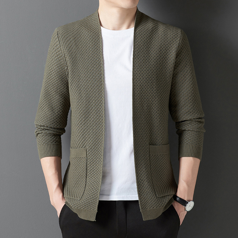 Otoño 2023 nuevo punto cardigan abrigo suéter hombres casual exterior superior juventud cardigan