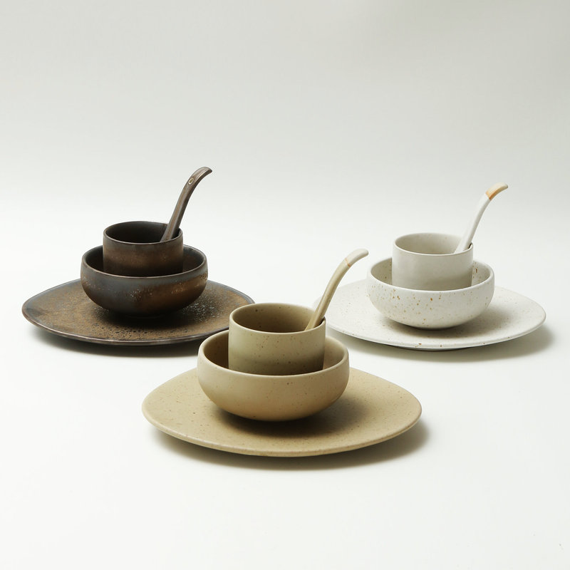 Jiutianyaki high aesthetic four-piece tableware set with kiln-glazed texture, bowls, plates, cups, and spoons set for hotel commercial use Jiutianyaki high aesthetic four-piece tableware set with kiln-glazed texture, bowls, plates, cups, and spoons set for hotel commercial use