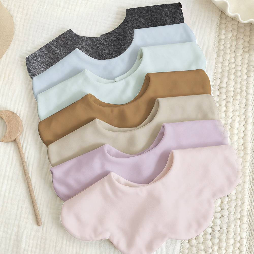 Ins Korean Style Autum New Baby Bib Baby Saliva Towel Pure Color Saliva Pocket Bib Waterproof Bib