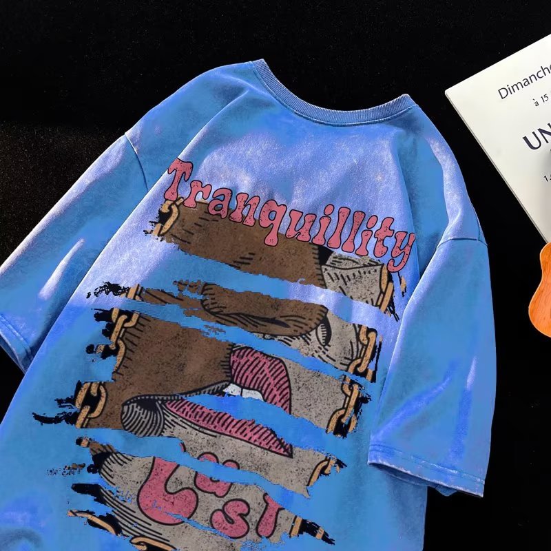 欧米の高街水洗いして古い半袖tシャツを作ります。