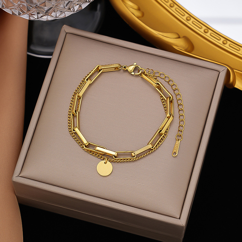 クロスボーダー東莞チタン鋼ジュエリー色褪せない新しい日本と韓国のアクセサリーブレスレット女性用 18K ゴールドファッションライト高級ハイエンド|undefined