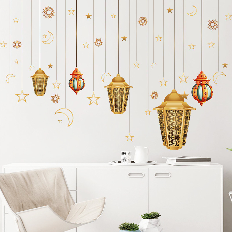 Fashion Moon Golden Chandelier Stars Wall Stickers display picture 3