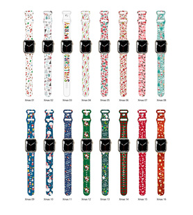 New apple watch apple Strap Christmas Printed Silicone Strap Butterfly Buckle Printed Strap