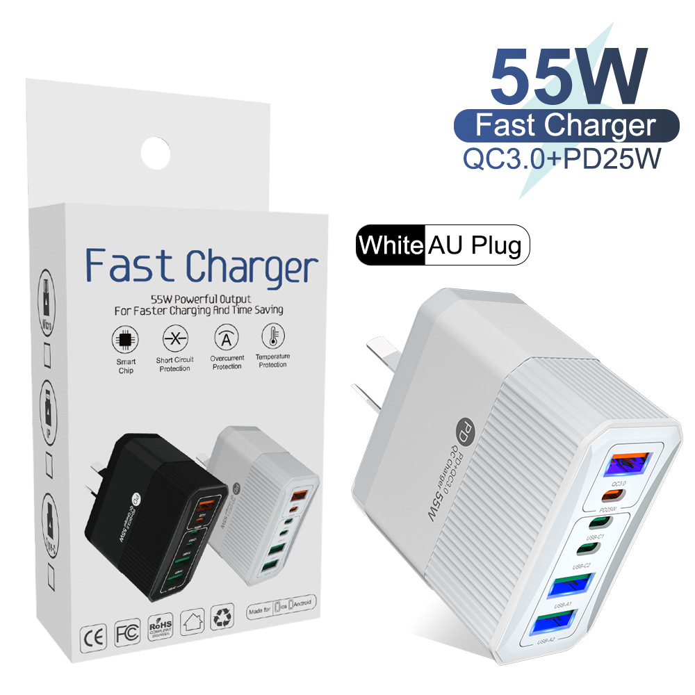 QC3.0+PD25W 6포트 호주 규정(소형 포장) 흰색