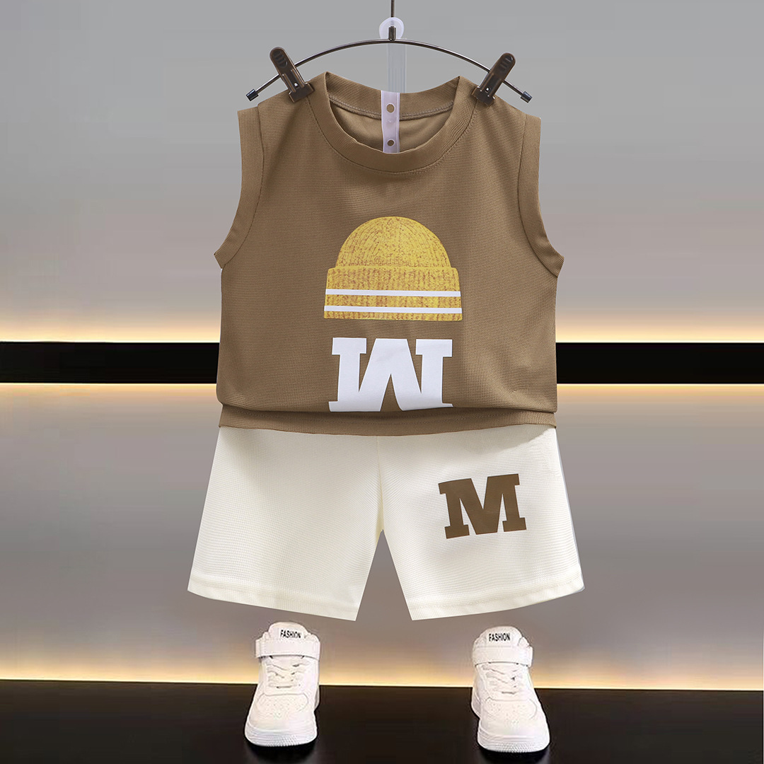 Boys' Summer Vest Set, Thin New Stylish Sleeveless Outfit for Boys, Trendy Children's Clothing