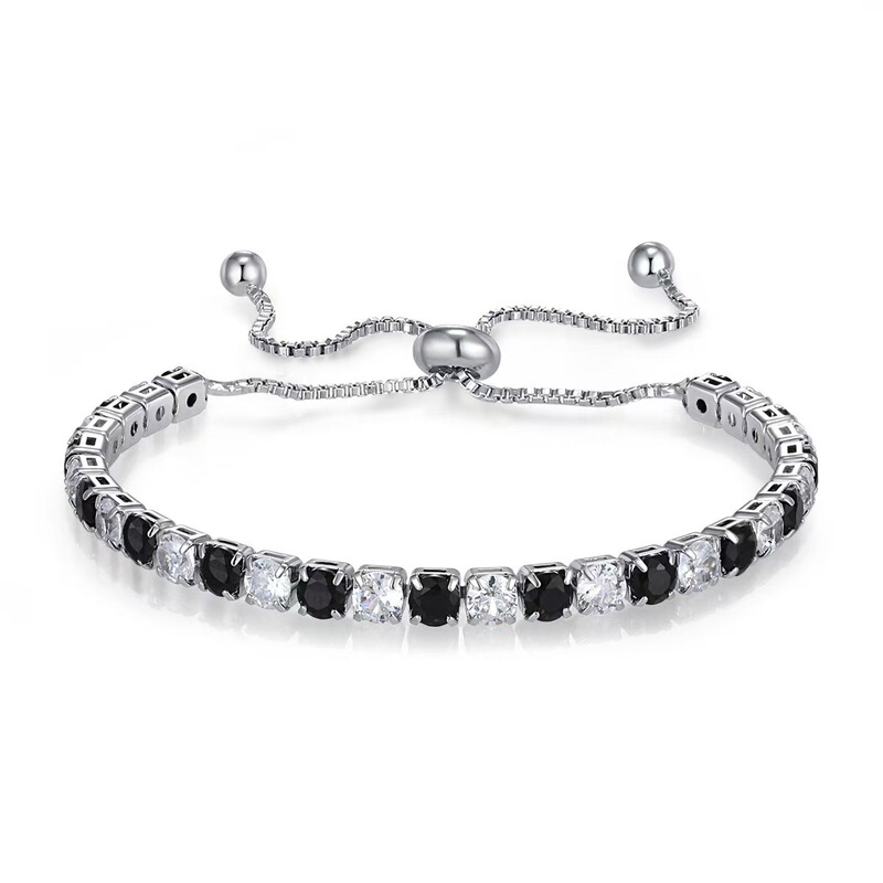 New Cross-Border Dazzling Crystal Zircon Full Diamond Bracelet Tennis Women's Colorful Bracelet Adjustable Jewelry Accessories