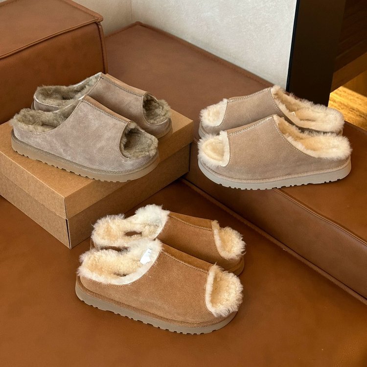 Women's furry slippers for outdoor wear, 2026 new style, comfortable and casual with integrated faux fur and plush lining, thick-soled slippers for women Women's furry slippers for outdoor wear, 2026 new style, comfortable and casual with integrated faux fur and plush lining, thick-soled slippers for women