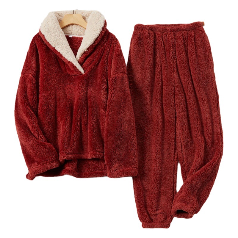 Comercio electrónico transfronterizo de Amazon pijamas de lana de algodón de estilo caliente de manga larga más tamaño suelto traje de servicio a domicilio de Navidad de talla europea