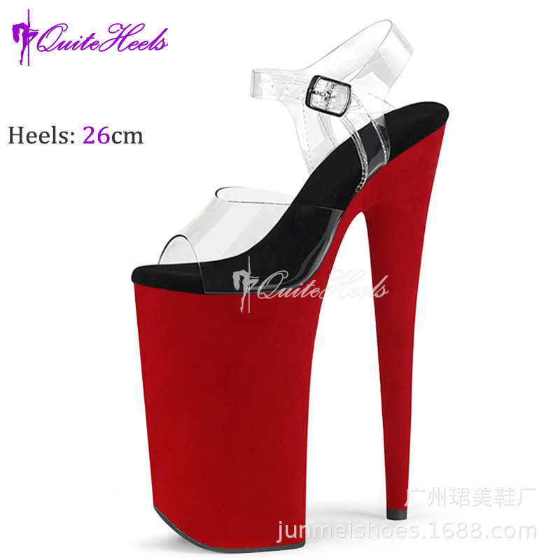 Sandal cao gót biểu diễn hộp đêm gợi cảm, giày múa cột Cosplay — Đỏ đen, Đen Đỏ, Đỏ rượu, Màu đen