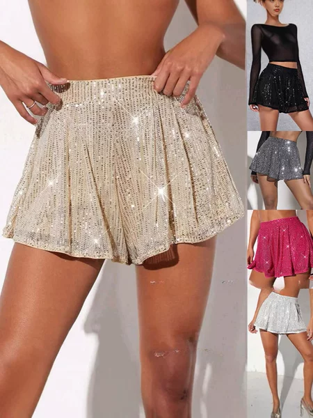 Cross-border European and American Women's Clothing Amazon AliExpress Women's Shiny Beaded Shorts Shiny Pant Skirt