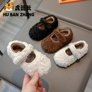 Children's Cotton Shoes 2025 Winter Style Boys and Girls Velcro Furry Shoes Students' Fleece-Lined Warm Shoes Baby Outdoor Shoes Kids' Shoes