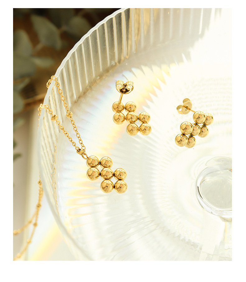 fashion beaded pendant titanium steel necklace earrings