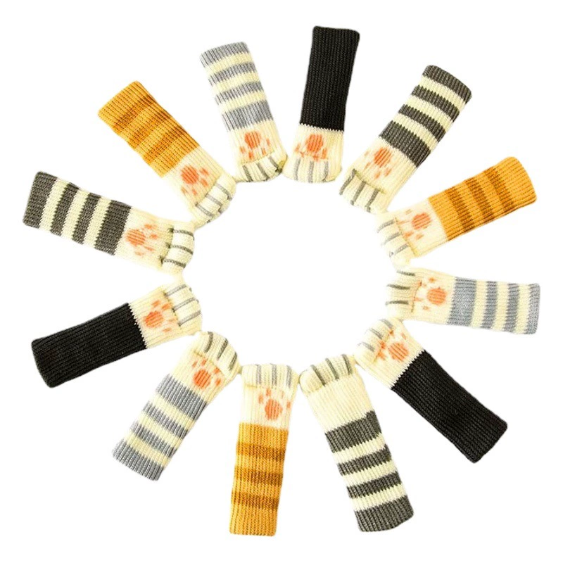 Вязаные шерстяные чехлы для дверных ручек и ножек столов, нескользящие, износостойкие, бесшумные, безопасные для кошек, утолщенные накладки на ножки столов и стульев.