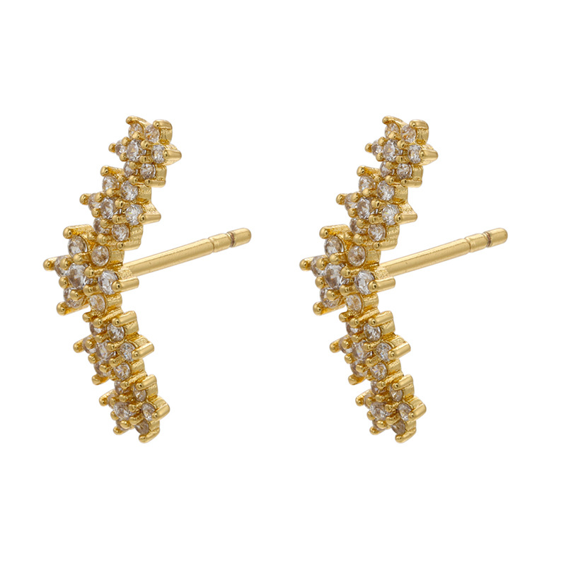 Micro Incrusté Zircon Coloré Cristaux Boucles D'oreilles Lune Fleurs Motif Boucles D'oreilles display picture 17