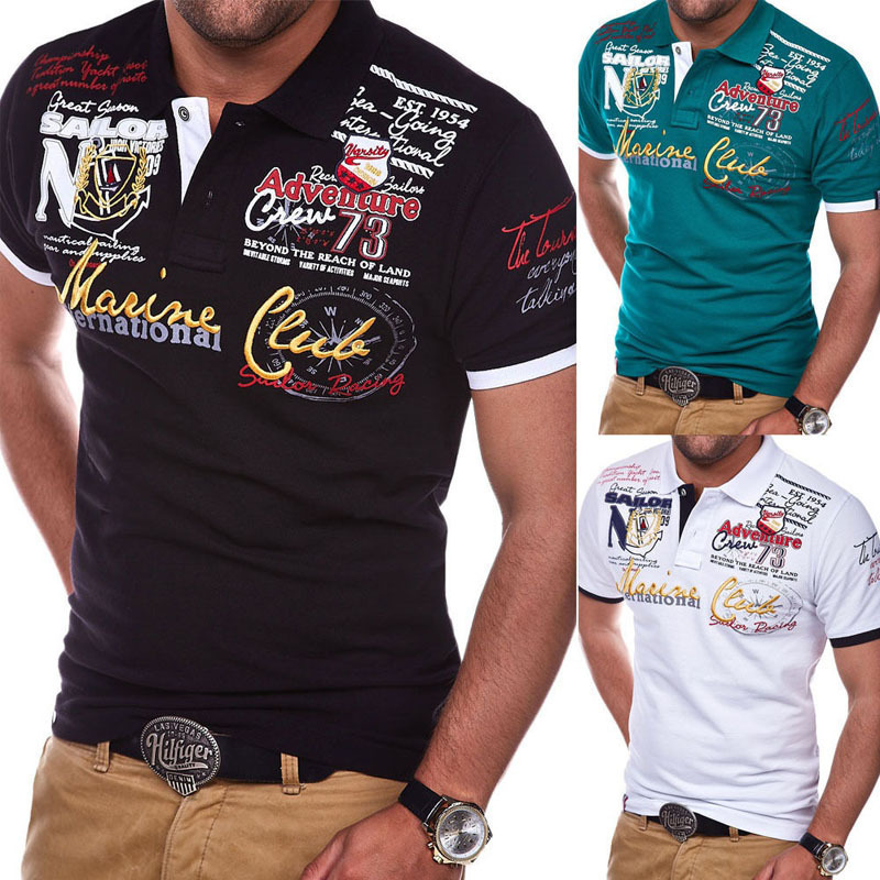 2026 Men's Youth Fashion Slim Fit Personalized Short Sleeve Polo Shirt with Letter Print Large Letter Short Sleeve Polo Shirt Cross-Border 2026 Men's Youth Fashion Slim Fit Personalized Short Sleeve Polo Shirt with Letter Print Large Letter Short Sleeve Polo Shirt Cross-Border