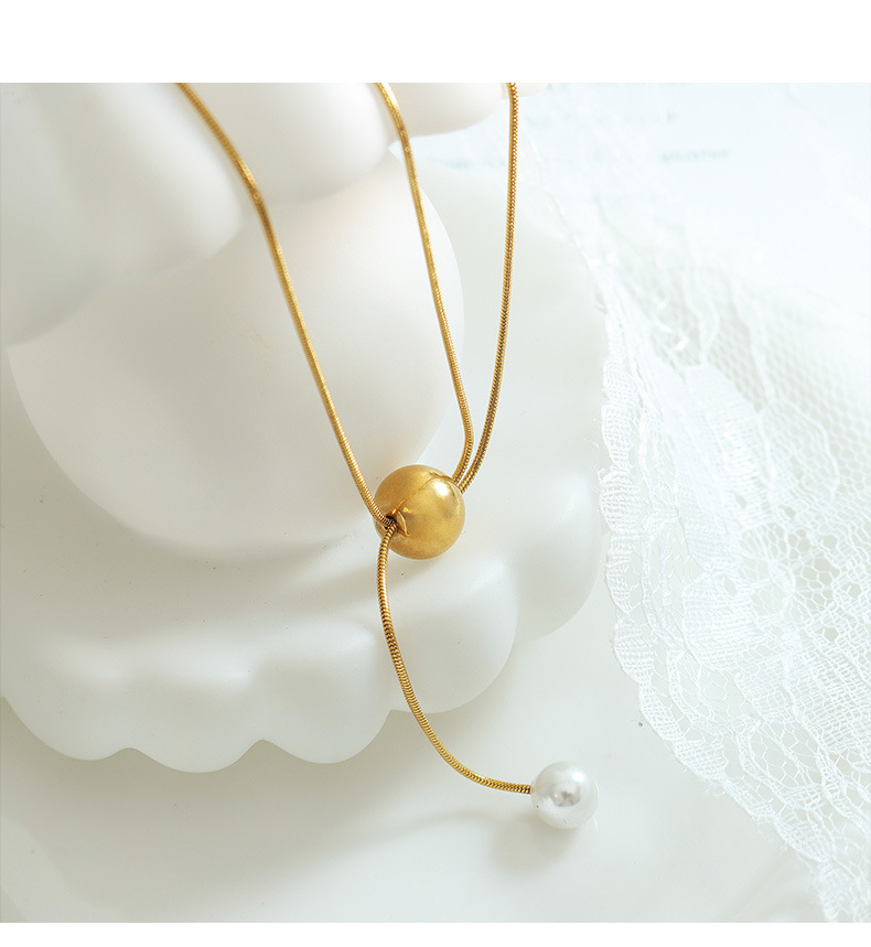 Simple Style Pearl Titanium Steel Necklace Plating Stainless Steel Necklaces