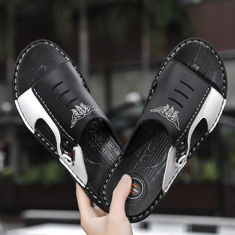 Slippers men's tide 2025 new personality leisure plus size outdoor beach cross-border summer a word on behalf of the hair