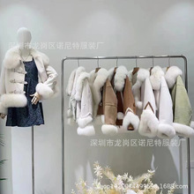 2023冬装大牌奢侈鹿皮绒短外套高端拼接狐狸毛高级感皮草鹅绒服女