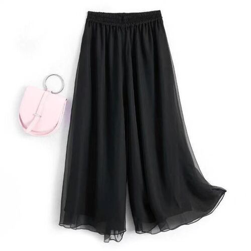 Chiffon wide-leg pants, large size, fat MM, loose high-waist pants and skirt, long nine-cent