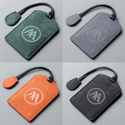 Car key bag — Key Case, Suede Leather - dark-green-emma-small-card-simple-rope