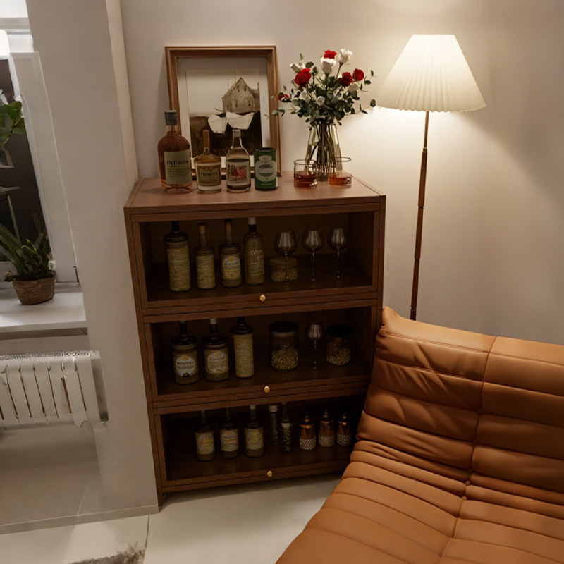 All Solid Wood Wine Cabinet Wall-Mounted Living Room Storage Rack Display Cabinet Commercial Liquor Rack New Home New Chinese Style Wine Cabinet