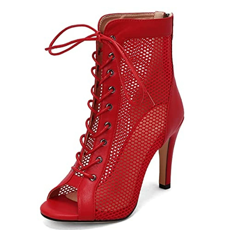 2023 летние сексуальные короткие сандалии на высоком каблуке на шпильке Большие размеры 40-47 сетчатые сапоги сандалии с открытым носком женская обувь