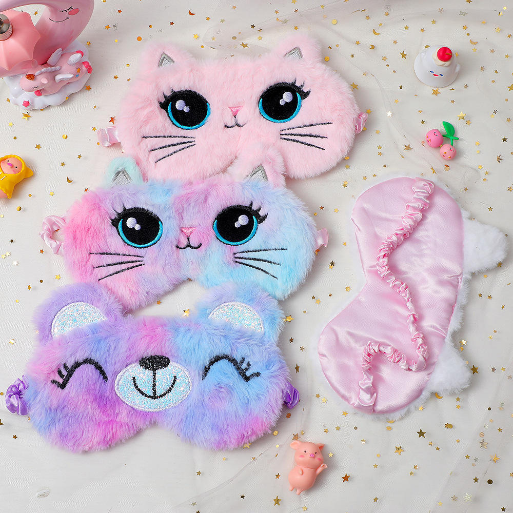 Cute Cat Plush Eye Mask display picture 5