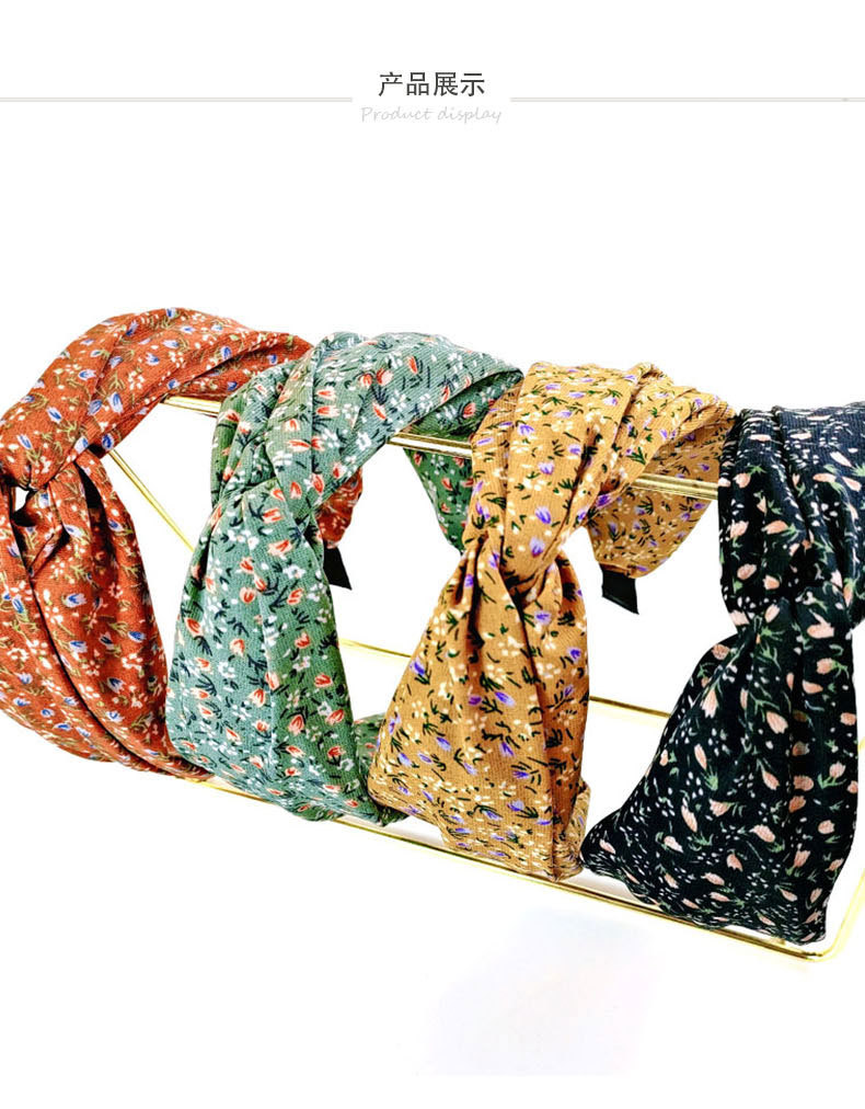 Korea Floral Cross Wide-brimmed Fabric Headband display picture 3