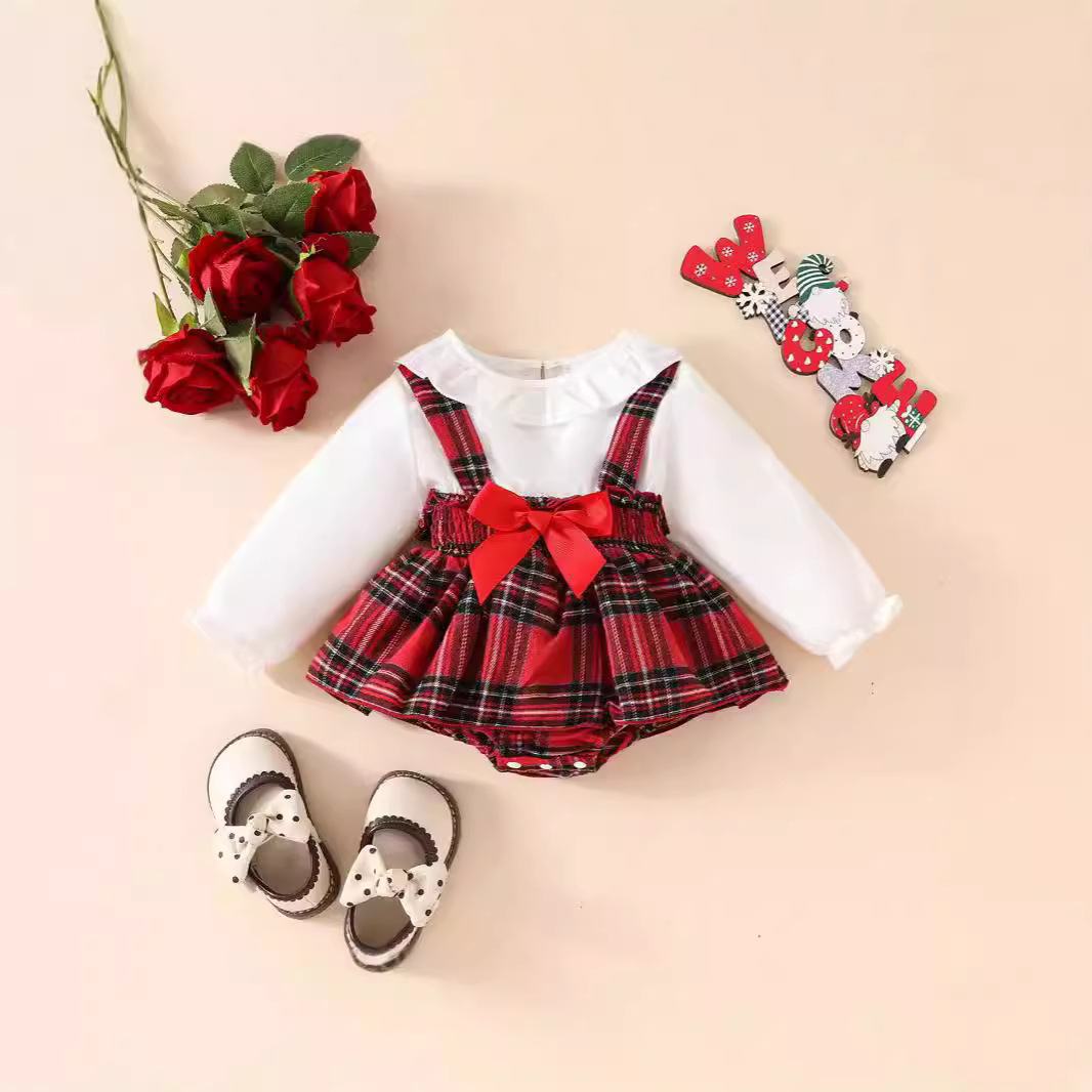 跨境外贸婴幼儿圣诞节连体哈衣裙