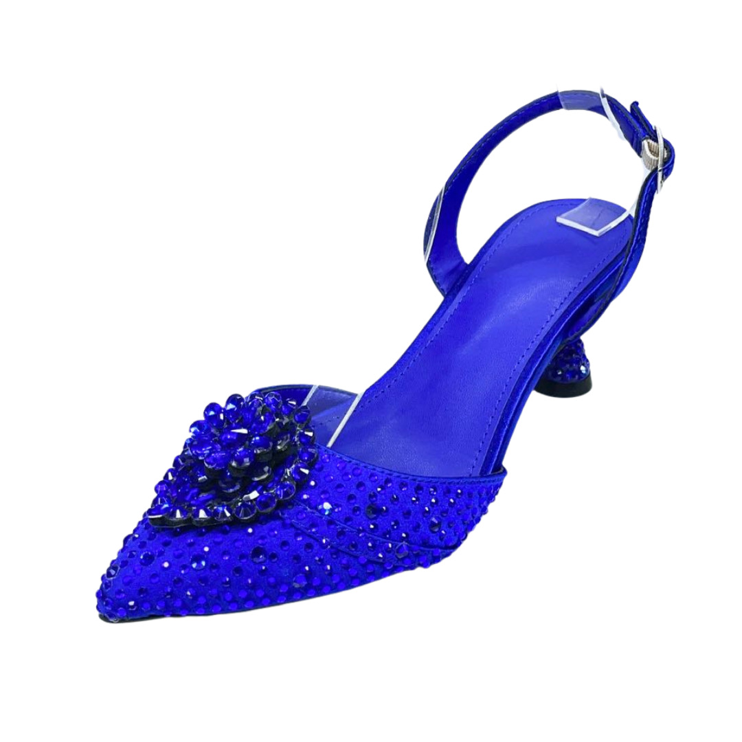 Selección estricta de zapatos de estilo italiano nuevos tacones delgados sandalias de bodas banquete de diamante puntuales zapatos de mujer