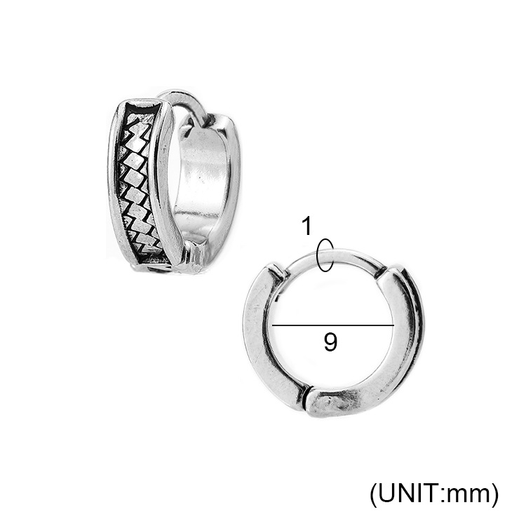Brincos de argola masculinos retro estilo punk aço inox_voghion.com