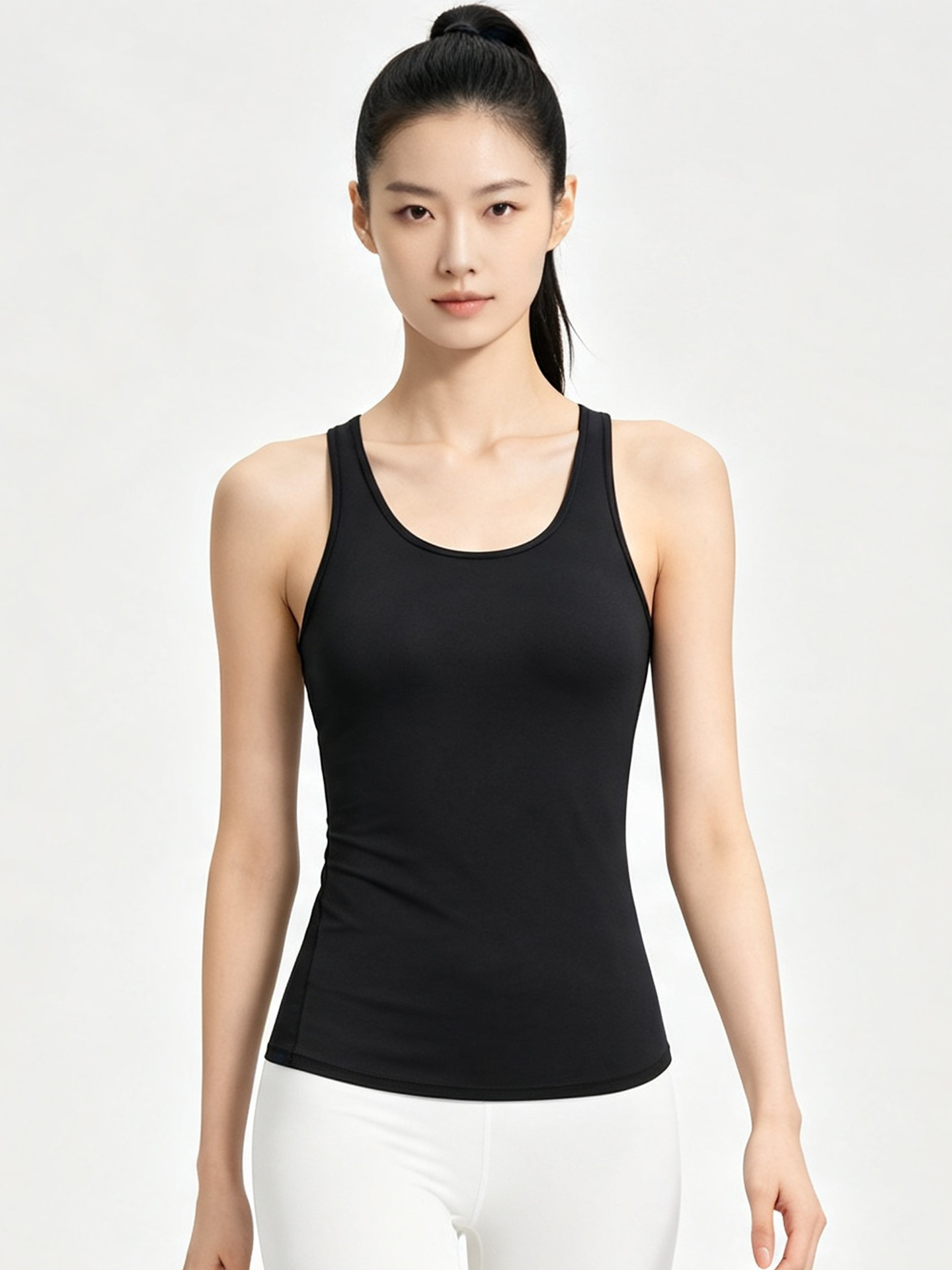 Chaleco de yoga ajustado para mujer F8002, de secado rápido, alta elasticidad, sin relleno, top deportivo para fitness, correr y entrenamiento.