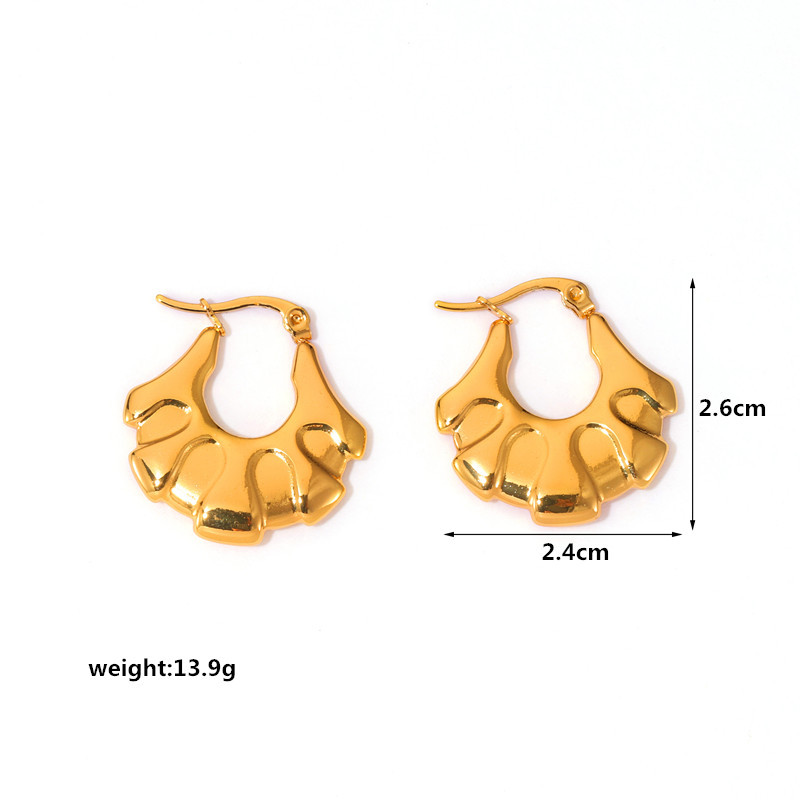 16g Weight Stainless Steel Ear Needle Material Hoop Earrings Classification 1 Pair Quantity Holiday, Daily Occasion Stainless Steel Material Geometric Pattern Women's Gender Plating Design IG Style, Casual Style 1 Pair IG Style Casual Geometric Plating Stainless Steel Hoop Earrings 12