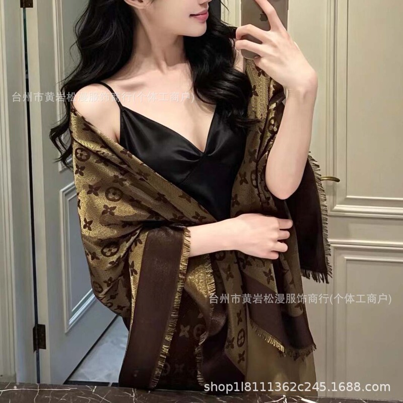 High-Quality Silk Scarf with Wool and Gold Thread, Suitable for Sun Protection, Air Conditioning, Travel, Autumn and Summer High-Quality Silk Scarf with Wool and Gold Thread, Suitable for Sun Protection, Air Conditioning, Travel, Autumn and Summer