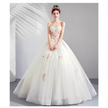 2025新款森系婚纱时髦显瘦个性玫瑰花朵简单抹胸公主新娘婚纱秋冬