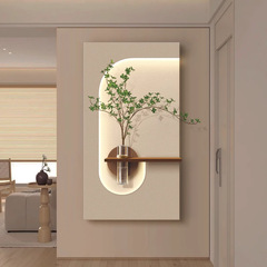 玄関装飾絵画水耕緑植物クリームスタイルリビングルーム立体吊り絵画新しい花砂岩壁ランプ絵画花瓶を育てることができます