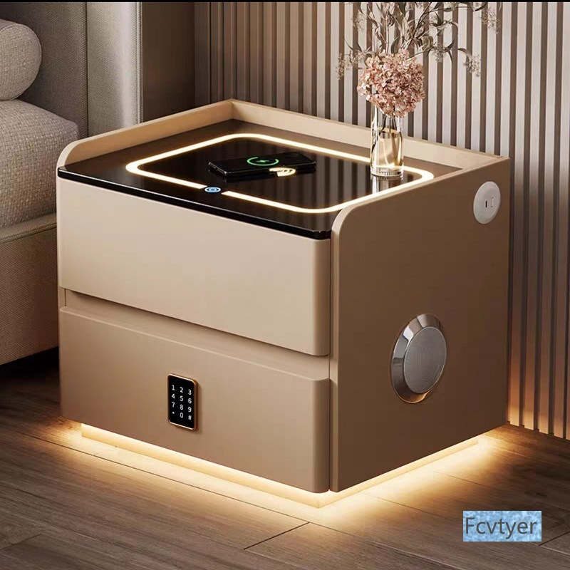 Miaola Bedside Table Simple Modern Storage Bedroom Multi-Functional Smart Light Luxury Bedside Table Advanced Wireless Charging Xia